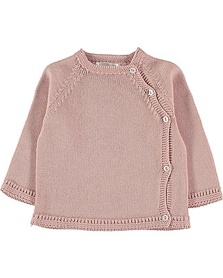 Petit Oh! Cardigan con Apertura Laterale - Rosa - 100% Cotone Cardigan