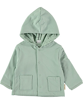 Petit Oh! Cardigan Reversibile con Cappuccio Mica - Celeste - 100% Flanella di Cotone Cardigan