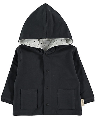 Petit Oh! Cardigan Reversibile con Cappuccio Mica - Ferro - 100% Flanella di Cotone Giacche