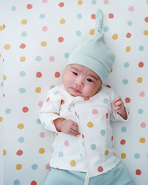 Petit Oh! Completo Baby 3 Pezzi: Pantaloni + Maglia + Cappellino Boni - Pois Multicolor - Cotone Pima Completi e Set