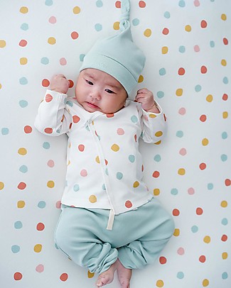 Petit Oh! Completo Baby 3 Pezzi: Pantaloni + Maglia + Cappellino Boni - Pois Multicolor - Cotone Pima Set Regalo