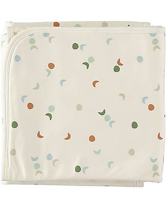Petit Oh! Copertina Multiuso Cotton Polar - Moon Multicolor - 80x80cm - Cotone Pima e Pile Swaddle di Mussola