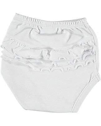 Petit Oh! Copripannolino con Balze Braguita - Bianco - Cotone Pima Pantaloni Corti
