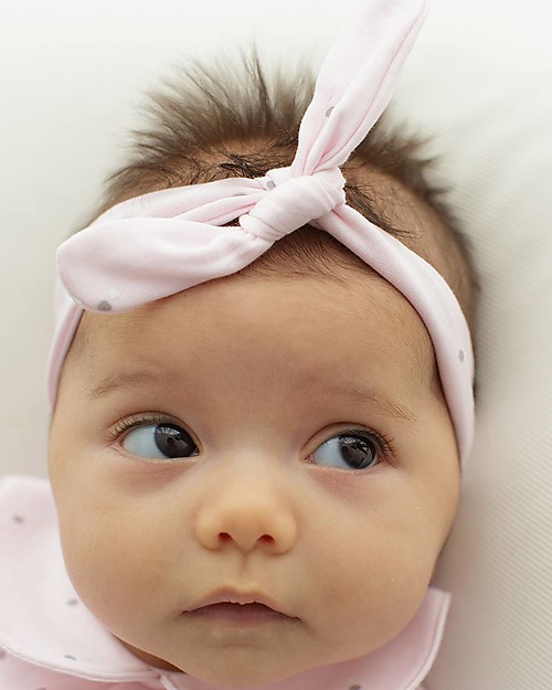 Petit Oh! Fascia per Capelli Bimba, Rosa/Pois - 100% Cotone Pima Accessori per Capelli