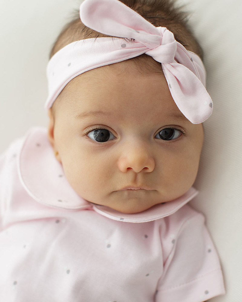 Fascetta per capelli neonata-bambina con fiocco Rosa pesco con fascia in Nylon, Da 3 mesi a 3 anni 