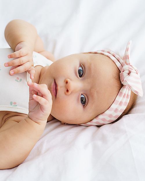 Petit Oh! Fascia per Capelli Bimba Sena - Righe Rosa/Vaniglia - Cotone Pima Accessori per Capelli