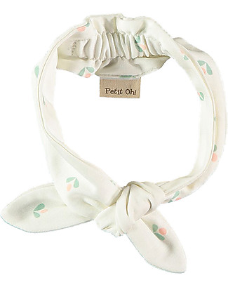 Petit Oh! Fascia per Capelli Bimba Sena - Rose/Acqua - Cotone Pima Fermacappelli