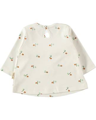 Petit Oh! Maglia a Maniche Lunghe Ema - Satelite Vainilla - 100% Cotone Pima Maglie Manica Lunga