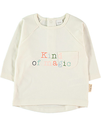 Petit Oh! Maglia a Maniche Lunghe Tina - Frase Multicolor - 100% Cotone Pima Maglie Manica Lunga