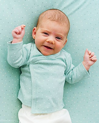 Petit Oh! Maglia Kimono - Plumeti Aqua - 100% Cotone Pima Maglie Manica Lunga
