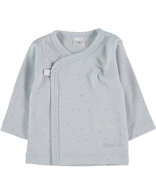 Petit Oh! Maglia Kimono - Plumetti Blu  - 100% Cotone Pima Maglie Manica Lunga