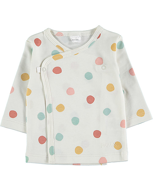 Petit Oh! Maglia Kimono - Pois Multicolor - 100% Cotone Pima Maglie Manica Lunga