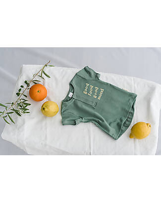 Petit Oh! Maglia Maniche Corte Ale - Good Food Oliva - Cotone Pima T-shirt