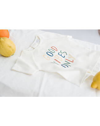 Petit Oh! Maglia Maniche Corte Kate - Good Vibes Vaniglia - Cotone Pima T-shirt