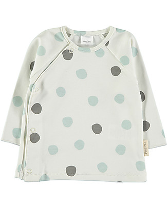 Petit Oh! Maglia Tim con Apertura Asimmetrica - Coriandoli Acqua - 100% Cotone Pima Maglie Manica Lunga