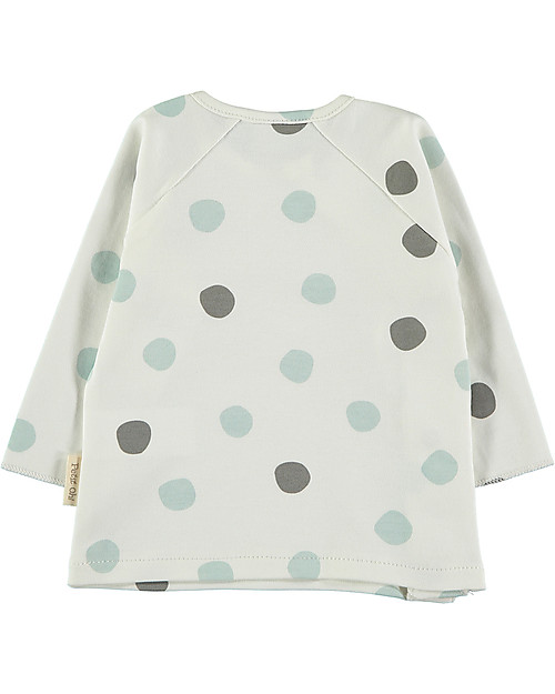 Petit Oh! Maglia Tim con Apertura Asimmetrica - Coriandoli Acqua - 100% Cotone Pima Maglie Manica Lunga