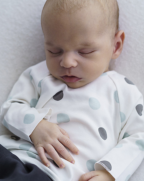 Petit Oh! Maglia Tim con Apertura Asimmetrica - Coriandoli Acqua - 100% Cotone Pima Maglie Manica Lunga