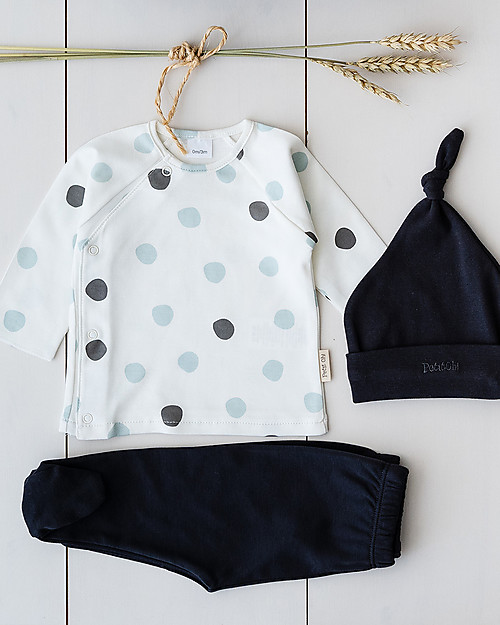 Petit Oh! Maglia Tim con Apertura Asimmetrica - Coriandoli Acqua - 100% Cotone Pima Maglie Manica Lunga