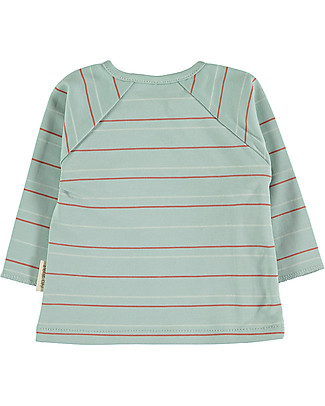 Petit Oh! Maglia Tim con Apertura Asimmetrica - Righe Acqua - 100% Cotone Pima Maglie Manica Lunga