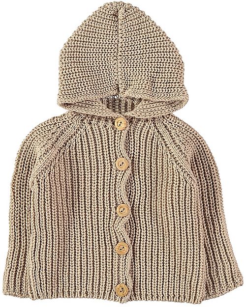 Petit Oh! Maglioncino con Cappuccio Ventu - Camel - Cotone e Cachemire Cardigan