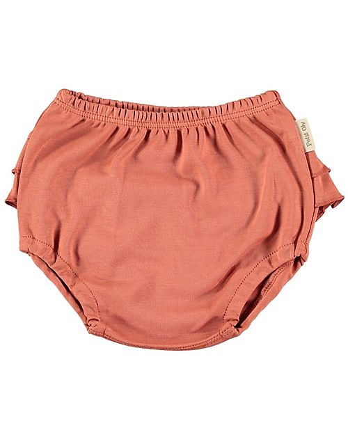 Petit Oh! Mutandina Copri Pannolino con Balze Dora - Tierra - 100% Cotone Pima Pantaloni Corti