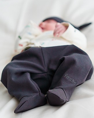 Petit Oh! Pantaloni con Piedi - Grigio - 100% Cotone Pima Pantaloni Lunghi