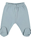 Petit Oh! Pantaloni con Piedi Polaina - Blu - 100% Cotone Pima Pantaloni Lunghi