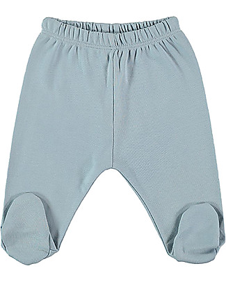 Petit Oh! Pantaloni con Piedi Polaina - Blu - 100% Cotone Pima Pantaloni Lunghi