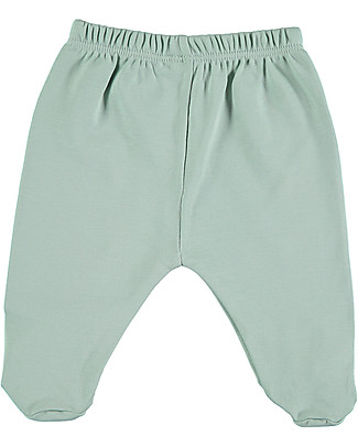 Petit Oh! Pantaloni con Piedi Polaina - Celeste - 100% Cotone Pima Pantaloni Lunghi