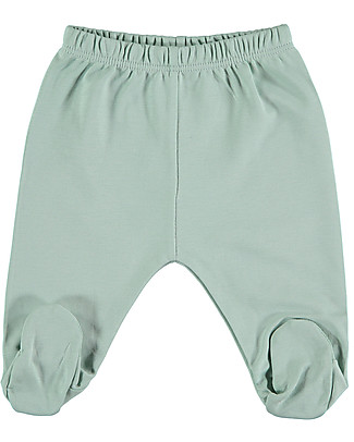 Petit Oh! Pantaloni con Piedi - Verde Acqua - 100% Cotone Pima Pantaloni Lunghi