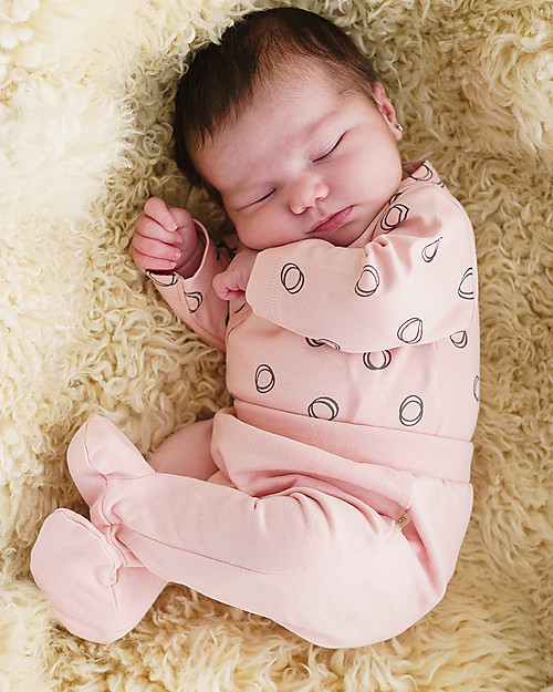 Petit Oh! Pantaloni Neonati con Piedi Nilo, Rosa - Flanella di Cotone Pantaloni Lunghi