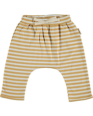 Petit Oh! Pantaloni Pepper con Vita Elasticizzata - Righe Ambra - Cotone Pima Pantaloni Lunghi
