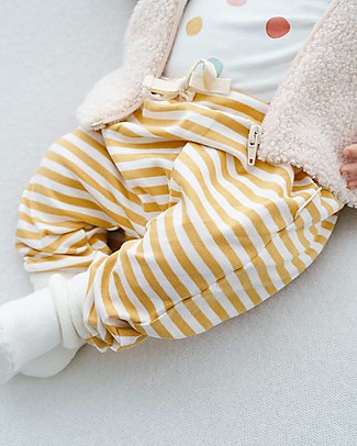Petit Oh! Pantaloni Pepper con Vita Elasticizzata - Righe Ambra - Cotone Pima Pantaloni Lunghi