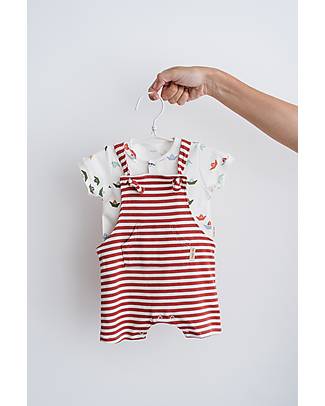 Petit Oh! Salopette Marc - Raya Tierra Vainilla - 100% Cotone Pima Tutine Corte
