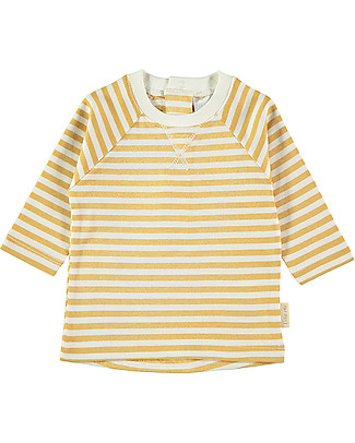 Petit Oh! T-Shirt Bèbè a Maniche Lunghe Kiwi - Righe Ambra - Cotone Pima Maglie Manica Lunga