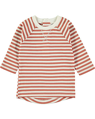 Petit Oh! T-Shirt Bèbè a Maniche Lunghe Kiwi - Righe Terra - Cotone Pima Maglie Manica Lunga