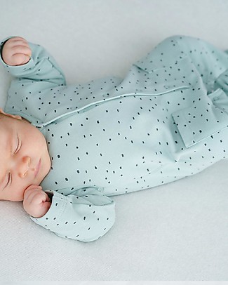 Petit Oh! Tutina a Maniche Lunghe Rita - Celeste - Flanella di Cotone Tutine Lunghe Senza Piedi