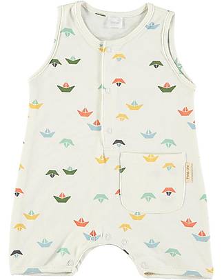 Petit Oh! Tutina Senza Maniche Peter - Sail Multicolor - 100% Cotone Pima Tutine Corte
