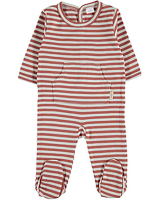 Petit Oh! Tutina Urban Pelele con Piedi - Righe Ambra - 100% Cotone Pima Tutine Lunghe Con Piedi