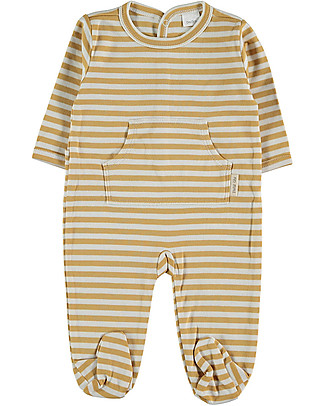 Petit Oh! Tutina Urban Pelele con Piedi - Righe Terra - 100% Cotone Pima Tutine Lunghe Con Piedi