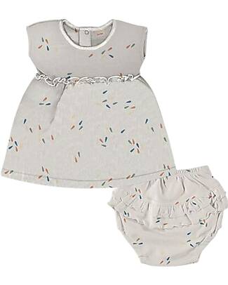 Petit Oh! Vestito Martina - Petals Vaniglia - Cotone Pima - Copripannolino Extra! Vestiti_