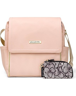 Petunia Pickle Bottom Diaper Boxy Backpack - Blush Leatherette - Includes Foldable Changing Mat Large Backpacks