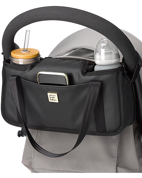 Petunia Pickle Bottom Portaoggetti per Passeggino in Ecopelle -  Nero Opaco - Si adatta a tutti i Passegini! Borse e Organizer