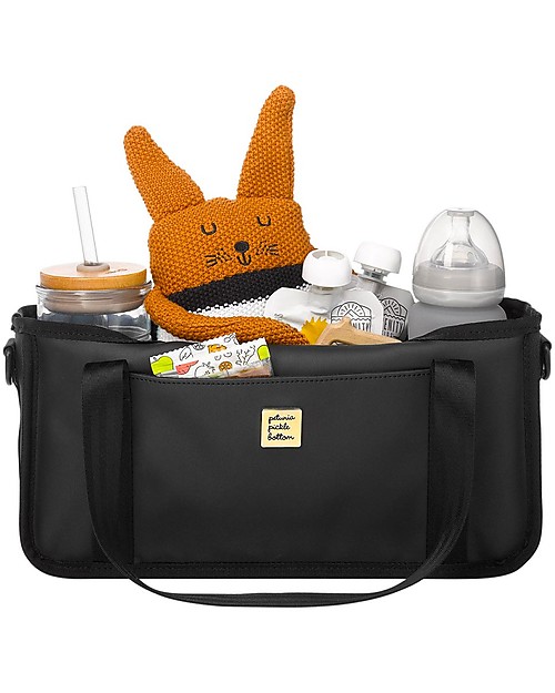 Petunia Pickle Bottom Portaoggetti per Passeggino in Ecopelle -  Nero Opaco - Si adatta a tutti i Passegini! Borse e Organizer