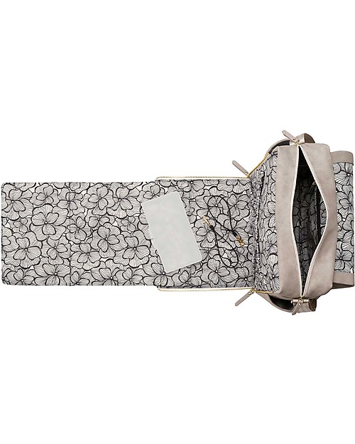 Petunia Pickle Bottom Zaino Fasciatoio Boxy - Grigio in Ecopelle- con Materassino per il Cambio Zaini Fasciatoio