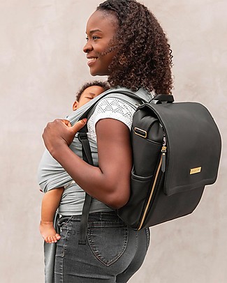 Petunia Pickle Bottom Zaino Fasciatoio Boxy - Nero in Ecopelle- con Materassino per il Cambio Zaini Scuola