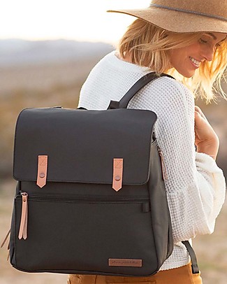 Petunia Pickle Bottom Zaino Meta - Nero Opaco in Cotone -Soluzione Sltraleggera Funzionale ed Elegante per Te e il tuo Bambino! Zaini