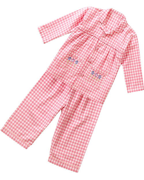 Piccalilly Pigiama Quadretti Vichy Rosa - 100% Flanella di Cotone Bio - morbido e caldo! Pigiami