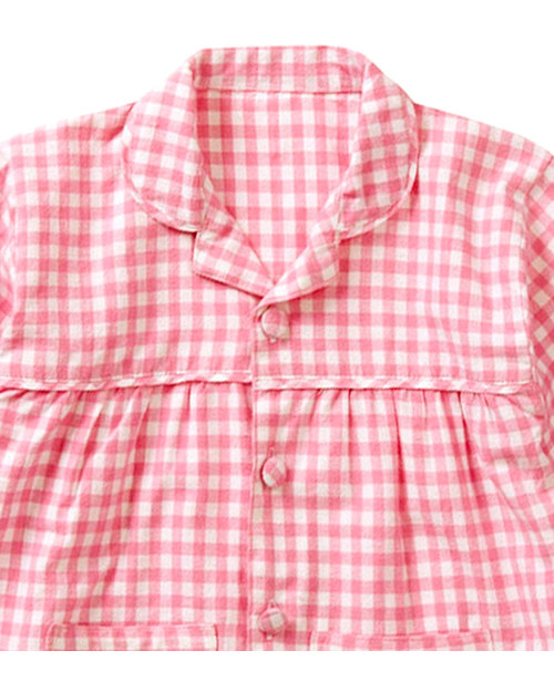 Piccalilly Pigiama Quadretti Vichy Rosa - 100% Flanella di Cotone Bio - morbido e caldo! Pigiami