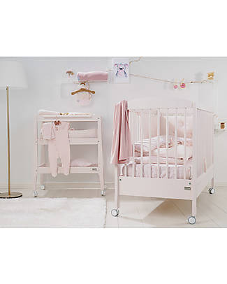 Picci Coprimaterasso Letto con Angoli - Cuori Rosa Talco - 90x180 cm - Bamboo e Cotone Certificato GOTS e Oeko-Tex Lenzuola e Federe